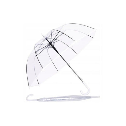 Transparenter Hochzeits-Regenschirm XXL 107 cm - Großer Regenschirm für Paare, automatische Öffnung, 8 winddichte Rippen, gebogener Griff, ideal für Hochzeit und Fotoshooting, 1 Stück