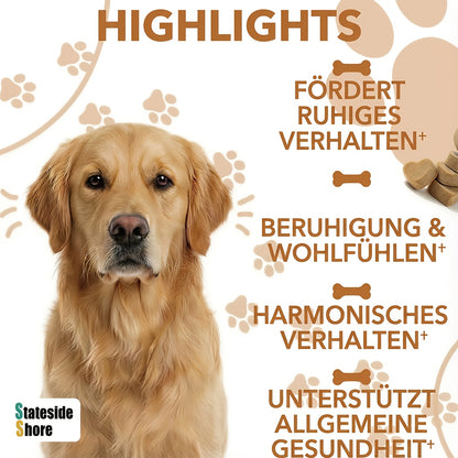Hunde Beruhigungsknospen 123 Stück | Kamille zur Trennung | Schlafhilfe und Stressabbau für Welpen bis große Hunde