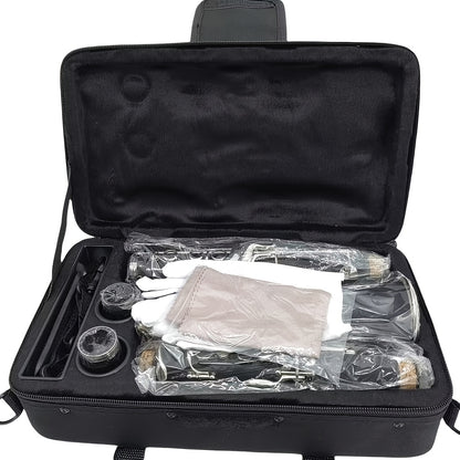 Siemonic B-Flöte 17-Tasten, vernickeltes Klarinettenset mit Koffer, Anfänger-Klarinettenset mit Reinigungsset und Zubehör, Blasinstrument für Übung, Aufführung und musikalische Nutzung