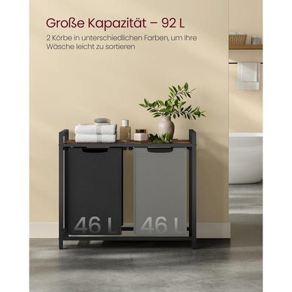 Wäschekorb 2 Fächer, Aufbewahrungsbox，Organizer faltbar, Wäschesammler mit Ablage, Wäschebox, Ordnungssystem Kleiderschrank，2 x 46 L, fur Weihnachts geschenke