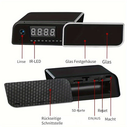 Smarte rechteckige Uhr-Kamera, WLAN 1080P Drahtlose Kamera mit Nachtsicht, Bewegungserkennung und Fernansicht, Baby-/Alten-/Haustierpflege Nanny-Kamera, Heim-Innenraumsicherheit, Desktop-Dekoration