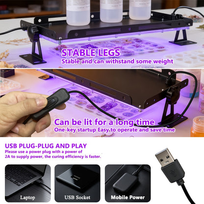 2D-Flache, Professionelle Härtungslampe mit 96/144 Hochleistungs-LEDs & verbessertem Ständer – Harzlampe mit großer Abdeckung, geeignet für 3D/2D-Harz – mit Ein-Knopf-Bedienung für Schmuckherstellung, DIY-Bastelarbeiten & Festtagsgeschenke