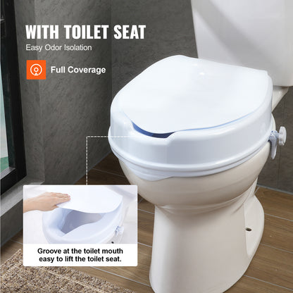 VEVOR Erhöhter Toilettenstuhl, 4" Höhe, 300 lbs Tragfähigkeit, Universal Toilettenstuhl Erhöher, Schraubstangenverriegelung, für Ältere, Behinderte, Patienten, Schwangere, Medizinisch