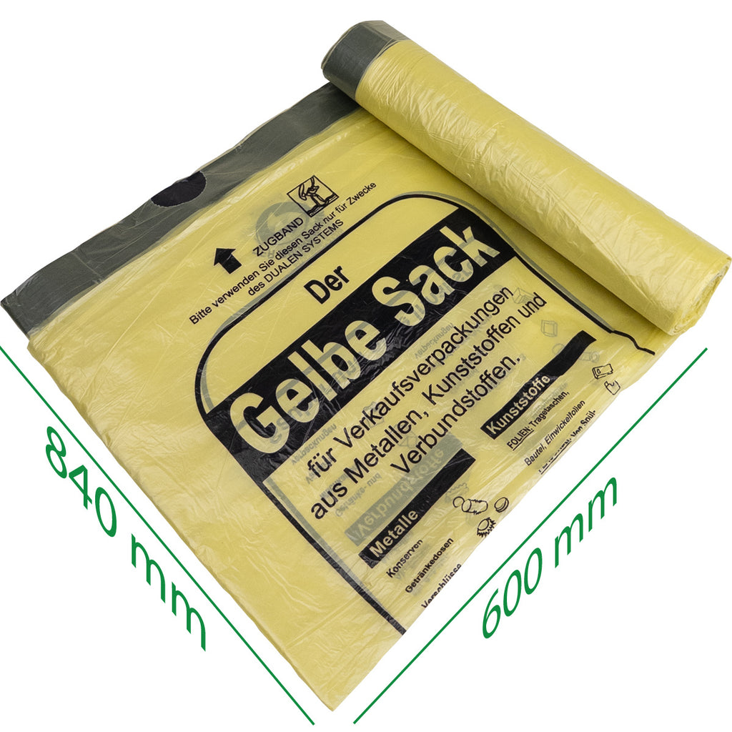 Gelbe Säcke 90L – Rollen à 13 Säcke | Gelber Sack für Gelbe Tonne | Recycling Müllsäcke 90l | 15µ | Abfallsäcke – Trash Bag – Yellow Waste Bags