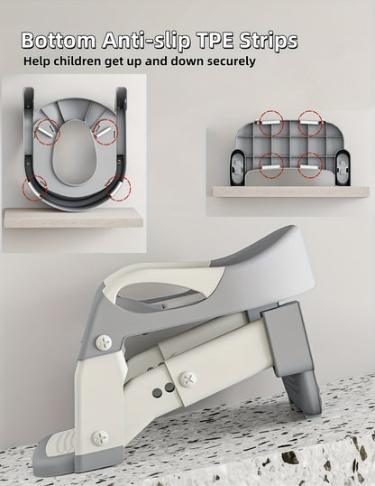 3-in-1 Verstellbare Höhe Tragbare Anti-Rutsch Design Weiche Matte Langlebige Heim-Reise Windel Baby Toiletten Sitz - Gemischte Farbe, Töpfchensitz, Töpfchen mit Stufen, Elegante Abfalllösung, Benutzerfreundliche Einlage, Rutschfeste Töpfchen, Kinder Toile