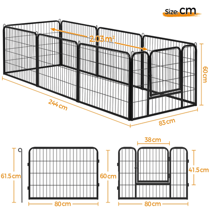 Costoffs 80 x 60 cm Hunde Laufstall Welpenlaufstall Freilaufgehege Tierlaufstall mit Tür & Bodenheringe für Indoor & Outdoor