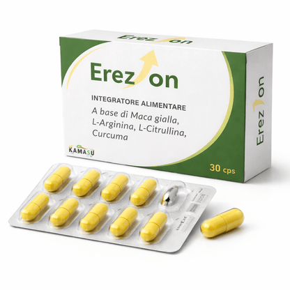Nahrungsergänzungskapseln für Männer mit Gelbem Maca + L-Arginin + L-Citrullin + Kurkuma - Hergestellt in Italien