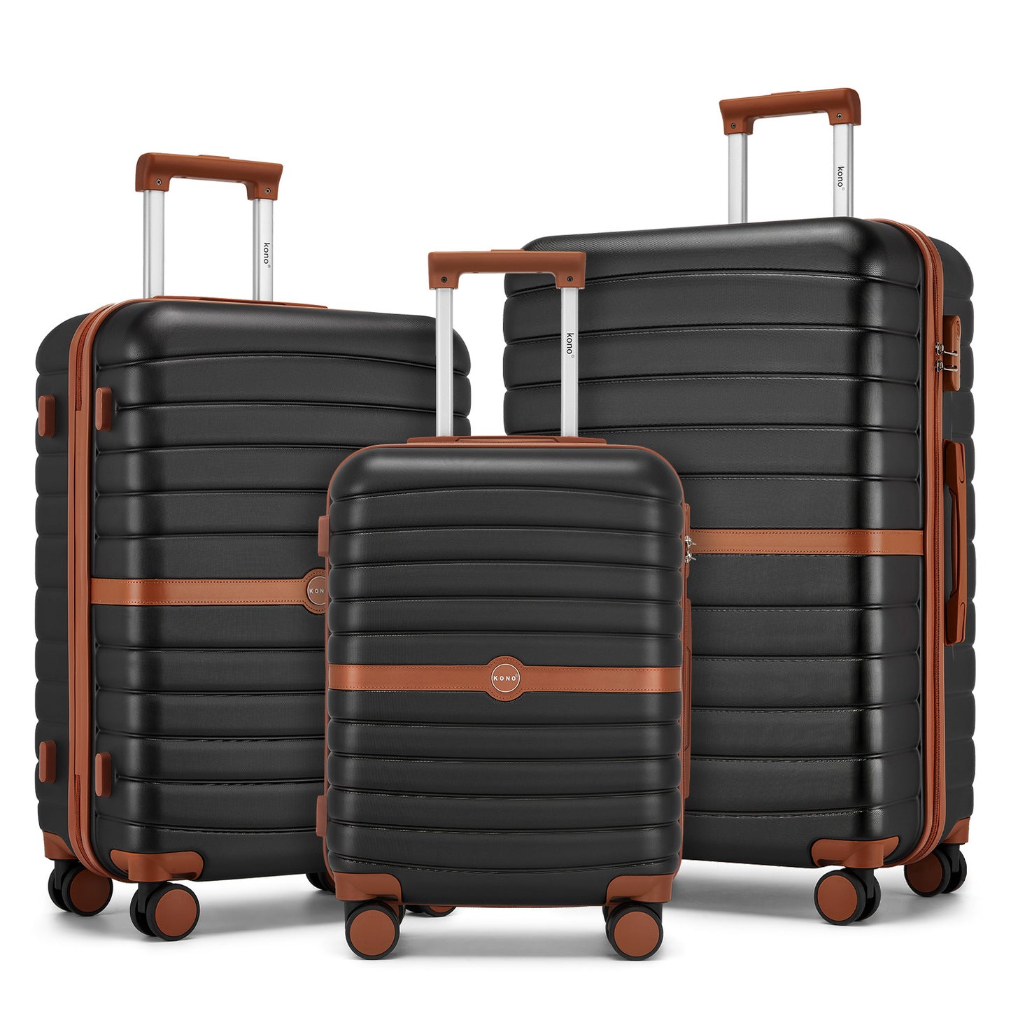 Kono Koffer, 20 Zoll, 24 Zoll, 28 Zoll, ABS+PC, Camping-Gestreiftes Design mit Farbblock-Details, Hartschale mit Spinner-Rollen, Black Friday, Thanksgiving, Weihnachtsgeschenk