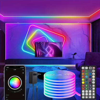 30m/20m/15m/10m/5m RGB Neonlichtstreifen mit Musik-Synchronisation, 24V flexibler Lichtstreifen mit App  Fernbedienung, Outdoor IP"67" Lichtstreifen, geeignet für Schlafzimmer, Zimmer  Außendekoration