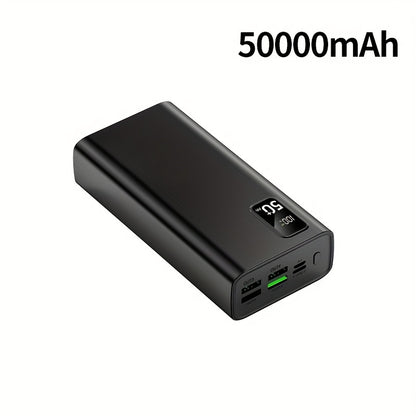 50000mAh Powerbank mit großer Kapazität und Schnellladefunktion, LED-Leistungsanzeige, bidirektionales Schnellladen über Typ-C, fünf Ausgänge, zwei Eingänge, geeignet zum Aufladen von iPhone/Samsung/Android-Elektronikgeräten, tragbarer Notfall-Akku für un