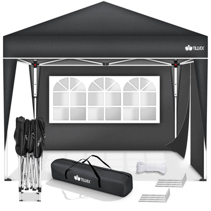 tillvex® Pavillon 3x3m Faltbar + 4er Set Sandsäcke | Pop-Up Faltpavillon Wasserdicht Stabil & Höhenverstellbar | Gartenzelt UV Schutz 50+ | Partyzelt Winterfest mit Tasche für Draußen Garten Camping