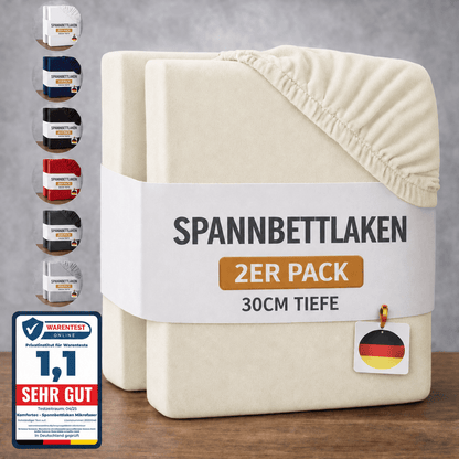 2er-Pack Spannbettlaken aus 100% Mikrofaser (90 g/m²) Elastischer Rundumgummi