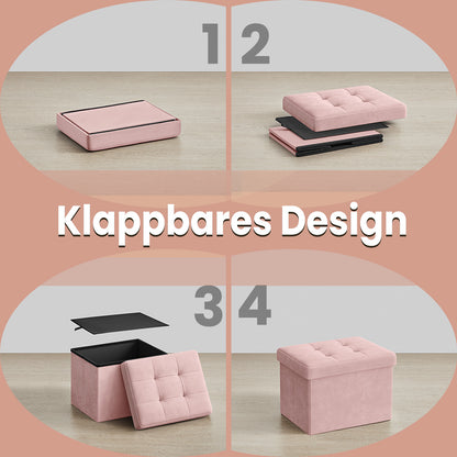 Sitzhocker mit Stauraum, Hocker Samt, klappbarer Fußhocker, Aufbewahrungsbox mit Deckel, für Eingangsbereich