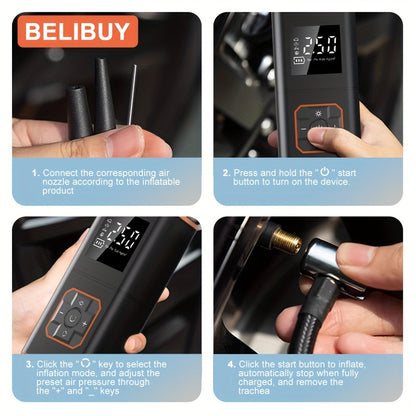 Reifenfüller, tragbarer Luftkompressor - 3 Mal schneller 150 PSI Smart Auto Reifenpumpe - Auto Reifenfüller mit Manometer und LED-Licht - Geeignet für Autos, Motorräder, Fahrräder, Bälle, usw.