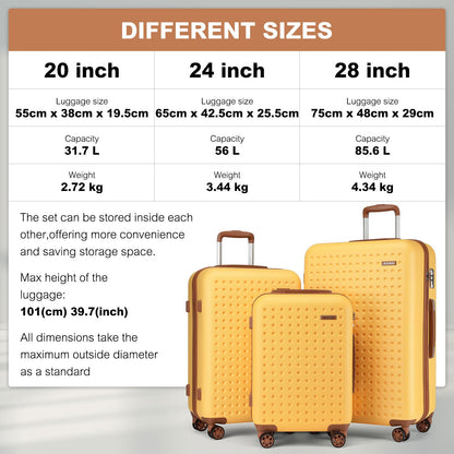 2/4-teiliges 24-Zoll 28-Zoll Gepäckset, blauer Polka Dot ABS+PC Hartschalen-Koffer mit TSA-Schloss, Reise Camping Schulanfang Geschenk