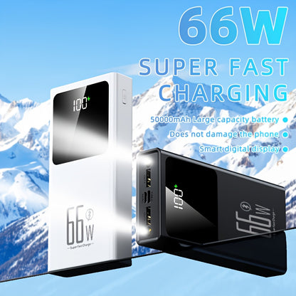 50000mAh Powerbank mit Taschenlampe | 66W Superschnelles Laden | Tragbares Hochleistungs-Ladegerät für Handys, Tablets & Outdoor-Einsatz