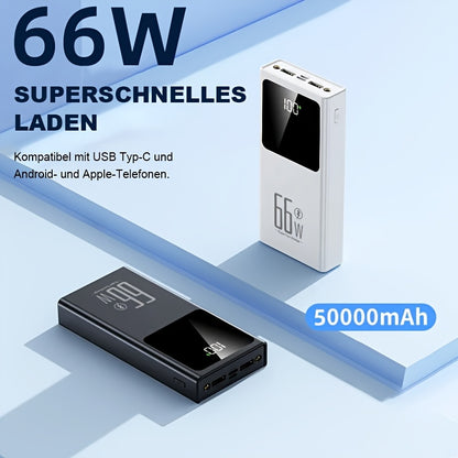 50000mAh Ultra-Große Tragbare Powerbank, Schnelles USB-Ladegerät für Notfall-Energie, Outdoor Camping Licht, Zwei-Wege-Schnellladung, Geeignet für Handy, Android und Digitale Geräte, Geschenkidee, Nennkapazität: 27,500