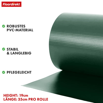 PVC Sichtschutzstreifen für Doppelstabmattenzaun – 35 m Rolle, 19 cm hoch, inkl. 20 Clips, in 3 Farben & 4 Designs erhältlich