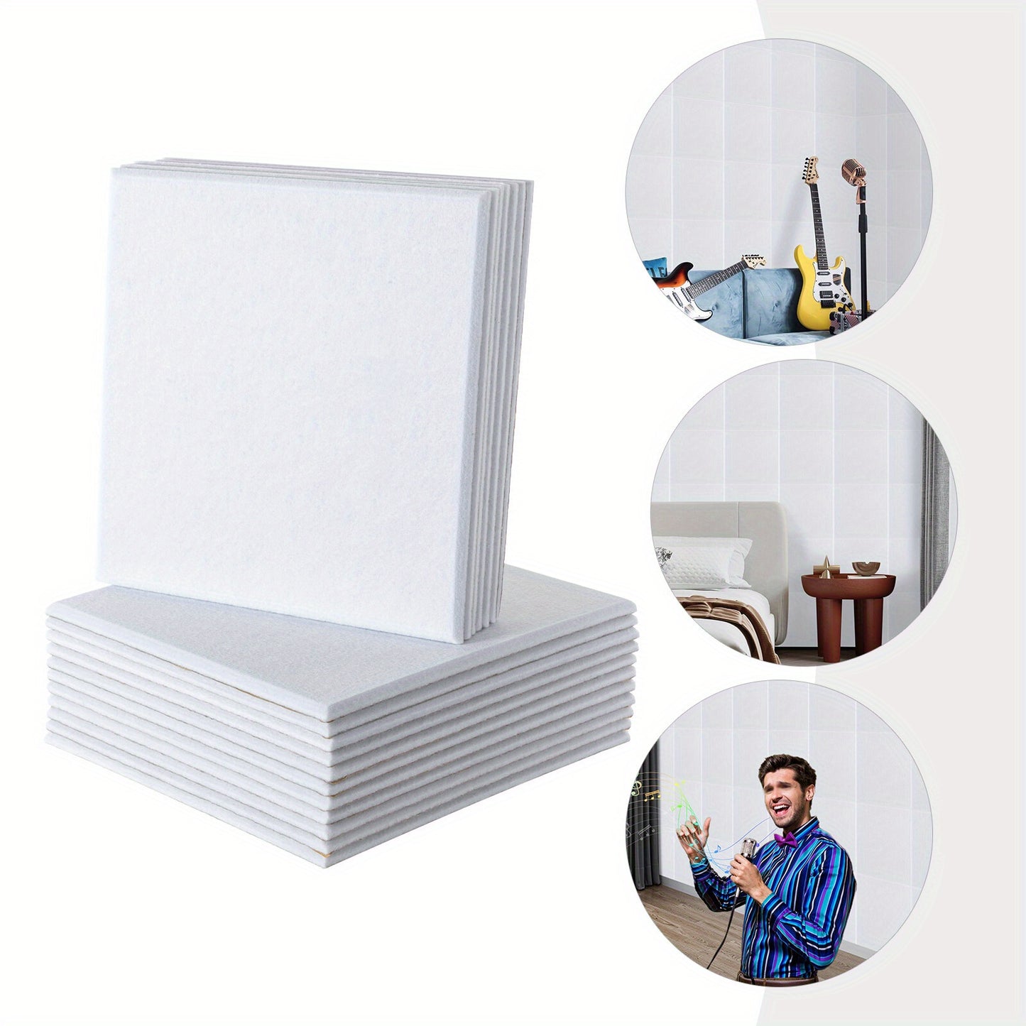 Packung mit 18 quadratischen Akustikschaumstoffplatten, selbstklebend, hochdichte Schallschutzwand, Akustikmatte, Akustikplatten Schallschutzplatten, Schallschutzwandpaneel für Studio