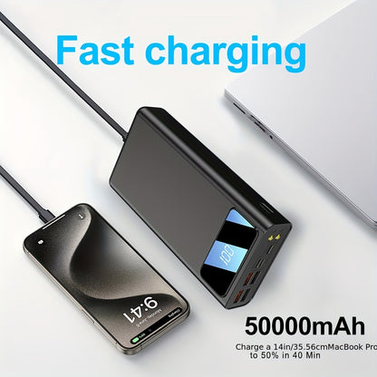 Powerbank mit 50000mAh großer Kapazität  Schnellladung, LED-Stromanzeige, bidirektionales Typ-C-Schnellladen, fünf Ausgänge, zwei Eingänge, geeignet zum Laden von iPhone, Android-Elektronikgeräten, tragbarer Notstrom-Akku für den Außenbereich