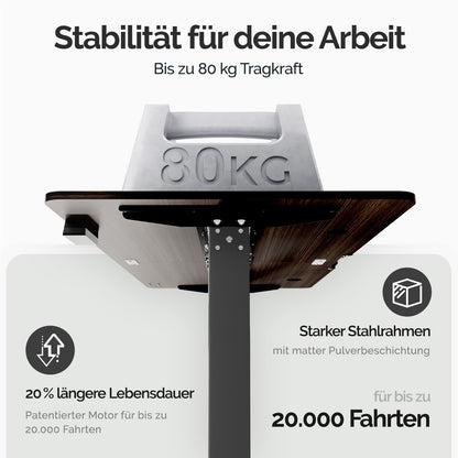 Höhenverstellbarer Schreibtisch Elektrisch Braun 110cm Memory Funktion Getränke- & Kopfhörerhalter 80kg Belastbarkeit Stabil Gaming Computer Büro PC Tisch