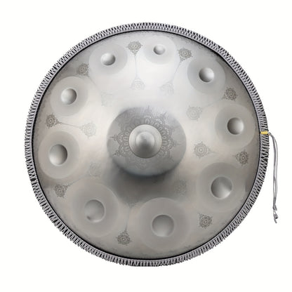 10 Noten Silberne Handpan-Drum mit Man-da-la Muster