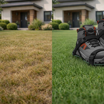 Rasenbelüfter - Manuelle Spikeschuhe mit 4 Gurten | Spikeschuh-Einsätze für Rasenbelüftung | Manueller Vertikaler Belüfter für Garten | Spikeschuhe für Bodenbelüftung mit verstellbaren Gurten | Rasenerneuerung ohne Strom | Bodenpiercer | Garten für Bodenl