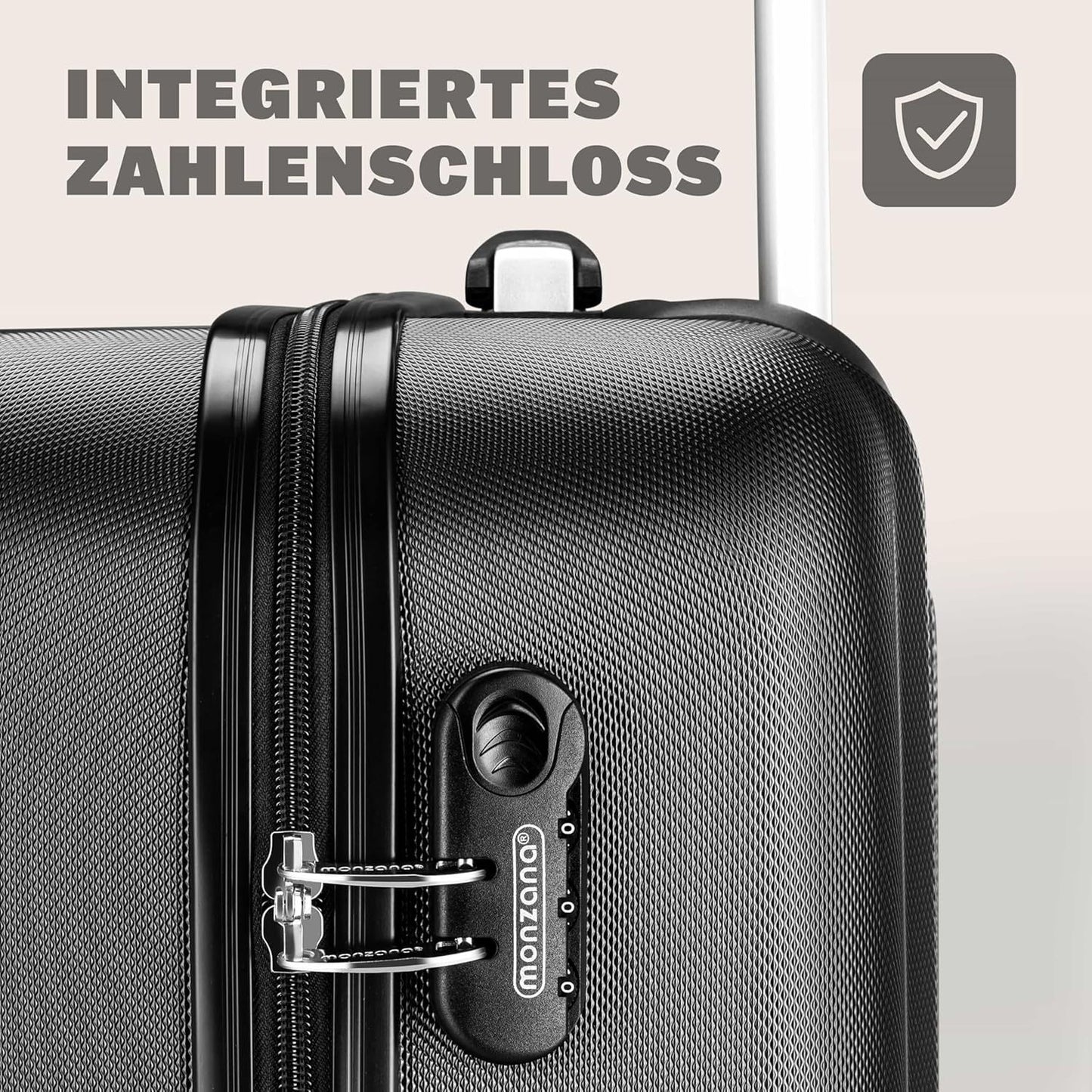 Monzana® Koffer Handgepäck ABS Hard Case 4 Rollen Teleskopgriff Zahlenschloss Kantenschutz Reisekoffer Hartschalenkoffer Rollkoffer Trolley L