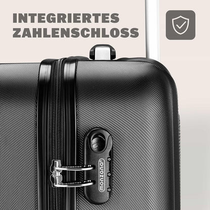 Monzana® Koffer Handgepäck ABS Hard Case 4 Rollen Teleskopgriff Zahlenschloss Kantenschutz Reisekoffer Hartschalenkoffer Rollkoffer Trolley L