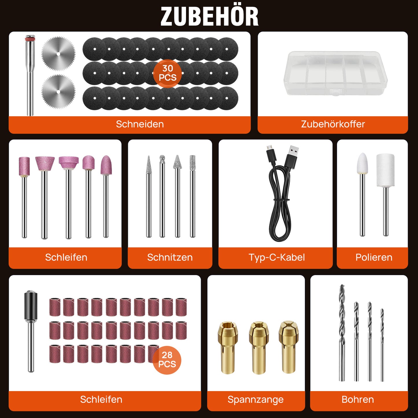 Rotationswerkzeug Akku Multifunktionswerkzeug, 5-Gang Graviergerät, Mini Elektrischer Gravierstift mit 80 Multifunktionswerkzeug Zubehör zum Gravieren, Bohren, Schleifen, Gravieren, Polieren, Sauber
