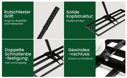 Handlicher Rasen Aushub Rechen 76 x 25 cm Garten Rasen Abzieher, müheloses Sand Rechen Werkzeug mit Griff 229 cm, Garten Rechen Scarifier für Hof, Golfplatz (Grün: 25*74.5*190cm; Silber: 35*75*190cm; Silber: 24.5*42.5*191cm Schwarz: 90*30*190cm)
