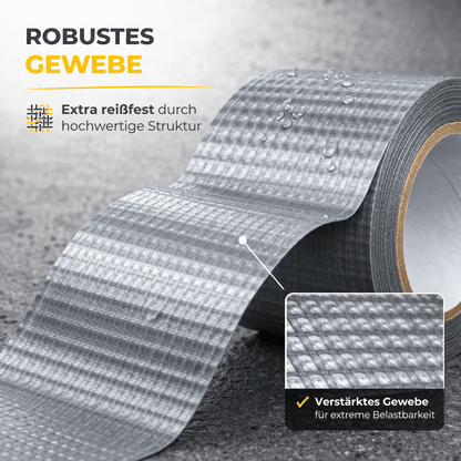 TK 4x Panzertape Tank Tape 2.0 – Gewebeklebeband 50 m x 50 mm – ultrastarkes Duct Tape silber – witterungsbeständiges Reparaturband
