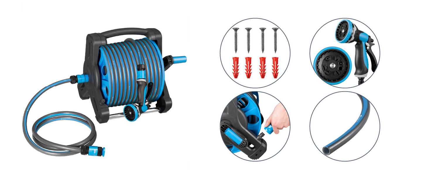 Schlauchtrommel Basic mit 30m Wasserschlauch & Multifunktionshandbrause