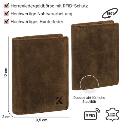 Geldbörse für Herren Portemonnaie RFID Hochformat Geldbeutel