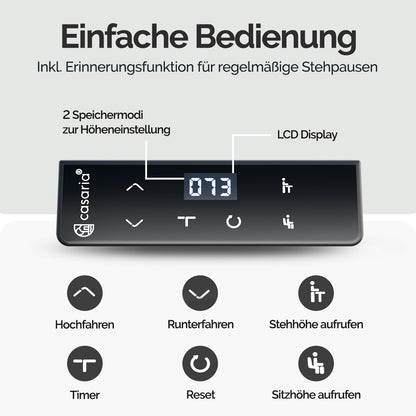 Höhenverstellbarer Schreibtisch Elektrisch Braun 110cm Memory Funktion Getränke- & Kopfhörerhalter 80kg Belastbarkeit Stabil Gaming Computer Büro PC Tisch