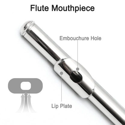 WUQIMUSC 16-Loch C-Dur Flöte mit geschlossenen Löchern, vernickelte Knöpfe, mit hochwertigem Lederetui und Zubehör, geeignet für Anfänger und professionelle Musiker