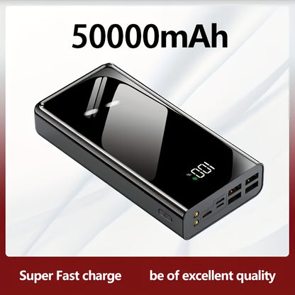 50000mAh Powerbank, 22,5W Schnellladung, Vollbild-Spiegel-Design, Großes Kapazitäts-Powerbank, Ausgestattet mit LED-Beleuchtung, Notfall-Backup-Stromversorgung für den Außenbereich, Geeignet für Telefon, Android und Digitale Geräte, Urlaubsgeschenk
