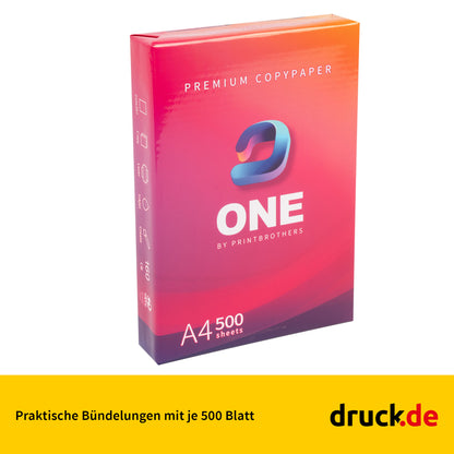 ONE Druckerpapier & Kopierpapier DIN A4 weiß - 2.500 Blatt - für Laser- & Tintenstrahldrucker, Büro Home Office - by Printbrothers (1 Karton | 2.500 Blatt)