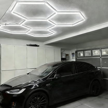 KEORIW Marken Honigwaben-Hexagon-Weißlicht-Garagenleuchte 6500K Kaltweiß Superhelles Röhrenlicht DIY Einfache Installation Geeignet für Garagen, 4S-Werkstätten, Autowaschanlagen, Fitnessstudios, Büros  einfache Heimbeleuchtung