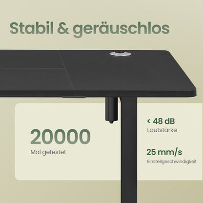 Höhenverstellbarer Schreibtisch elektrisch, 160 x 70 cm, Verstellbarer Tisch, Memory-Funktion für 4 Höhen, für Büro, tintenschwarz /vintagebraun