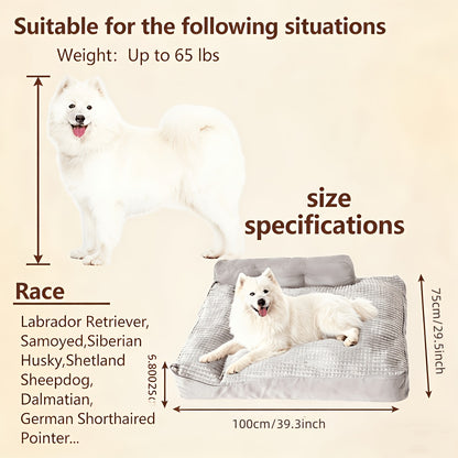 Extra großes graues Hundesofa, weiches  bequemes Material, Haustiersofa, Haustierbedarf, rutschfeste Basis mit kostenlosem Kissen, orthopädisches Hundebett mit verdicktem Stützschaum, extra breites  extra langes Haustier-Sofabett, geeignet für große Hunde