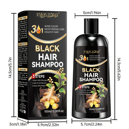 100ml Schwarzes Haarfärbendes Shampoo mit Pflanzenextrakten für tiefe Feuchtigkeitsversorgung, kontrolliert Frizz  deckt graue Haare ab – Sanfte Formel, langanhaltende Farbe, bietet verschiedene Optionen für farbverstärkendes Shampoo, pflegt die Kopfhaut