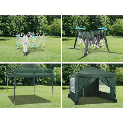 1 Stk. Pop-Up Wasserdichtes Faltbares Pavillon mit Seitenwänden für Sonnenschutz, Gartenhaus Pavillon, Strandmarkise, Outdoor Lagerung Pergola, 3 x 3 Meter, Robuste Struktur, Wasserdicht und für Sonnenschutz, Geeignet für Viele Anlässe, Fünf Farben Verfüg