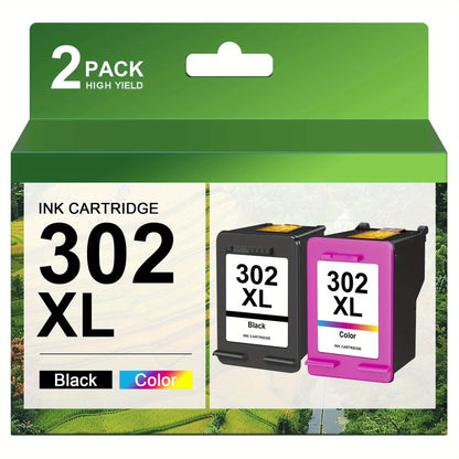 302XL Tintenpatronen Wiederaufbereitet für HP 302 XL Tintenpatronen für HP Deskjet 3630 1110 2130 Envy 4520 4527 4524 4523 Officejet 3835 4650 3830 3831 5230, Schwarz und Farbe, 2 Stück