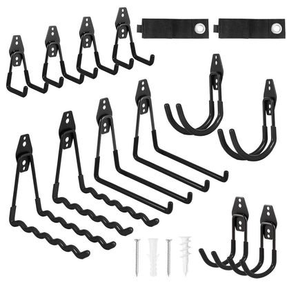 12er-Set robuste Wandhaken für Garage, Werkstatt & Garten – Stabile Werkzeughalterung für Fahrräder, Leitern, Werkzeuge und Gartengeräte