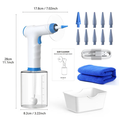 Elektrischer Ohrenreiniger mit 4 Druckmodi, Elektrisches Ohrenreinigungsset mit 500ml Wassertank, Wasserbetriebene Ohrenschmalzentfernung mit 2000mAh Akku, Sicheres  effektives Ohrenspülset, Bestes Weihnachtsgeschenk für Familie  Freunde