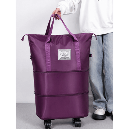 1 Stk. faltbare Reisetasche mit Rädern und großem Fassungsvermögen, erweiterbare Handgepäck-Tragetasche, leichte Gepäcktasche für Reisen, Umzug & den täglichen Gebrauch