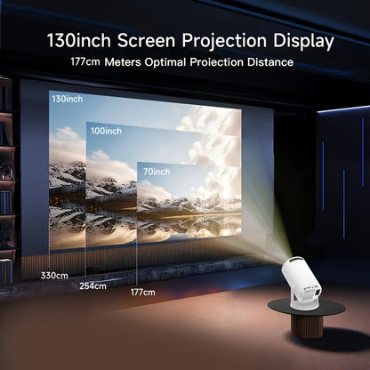 Mini Beamer mit WLAN und BT, Full HD Lokal 1080P Unterstützung 4K Tragbarer Projektor, 210 Grad Drehbarer Ständer, Auto Keystone, Staubentfernung und Wärmeableitungsdesign