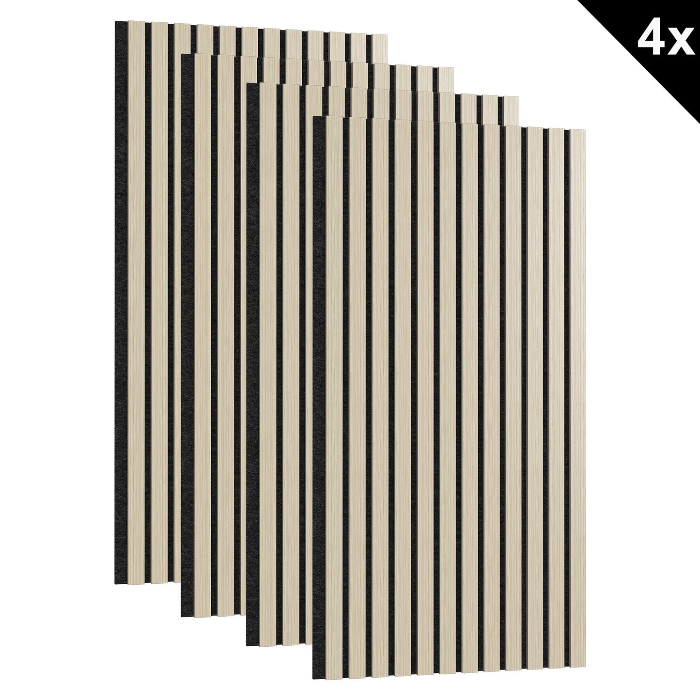 4-teiliges Akustikpaneele-Set Wandverkleidung aus echtem Holzsperrholz akustische Lamellenwand hölzerne Paneele wand 3D-Holzpaneele akustisches Filz 120 x 60 cm holzfarbe Anthrazitbraun