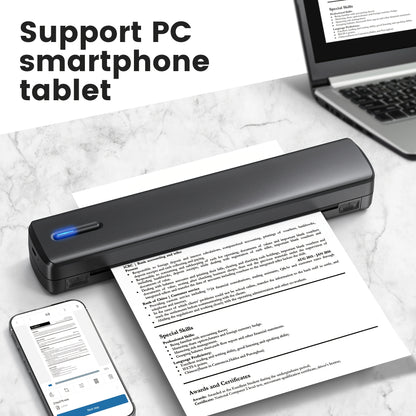 Tragbarer drahtloser Thermodrucker-D810B, geeignet für Android/iOS-Smartphones & Laptops, drahtloser Thermopapierdrucker, kompatibel mit Tätowiermaschinen, kompatibel mit A4- & US-Letter-Papier, sofortiges mobiles Druckgerät für den Einsatz unterwegs